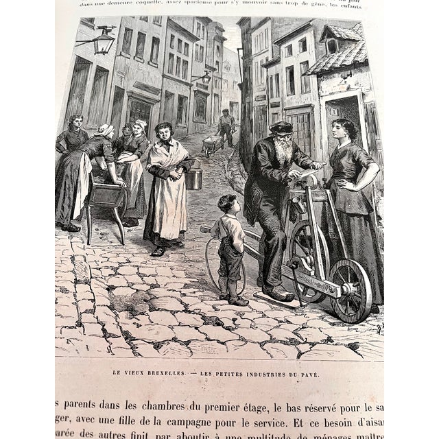 Antique 1888 French Large Leather Bound Book "La Belgique" For Sale - Image 17 of 18