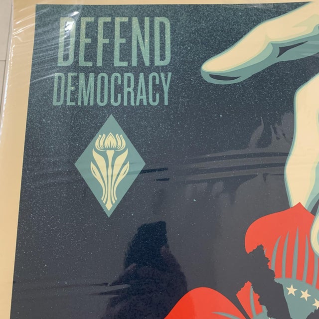 Paper Defend Democracy Authentic Artwork Direct From the Artist Shepard Fairey 107/450 For Sale - Image 7 of 8