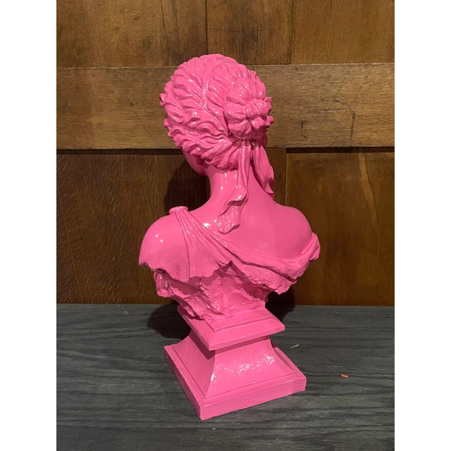 Traditional Late 20th Century Custom Pink Gloss Lacquer Finish Figural Bust of an Ancient Woman For Sale - Image 3 of 5