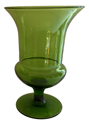 Mid-Century Modern Italian Green Art Glass Medici Pedestal Vase from Empoli, 1960s
