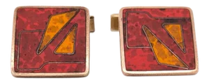 Vintage German Modernist Brass & Enamel Square Cufflinks