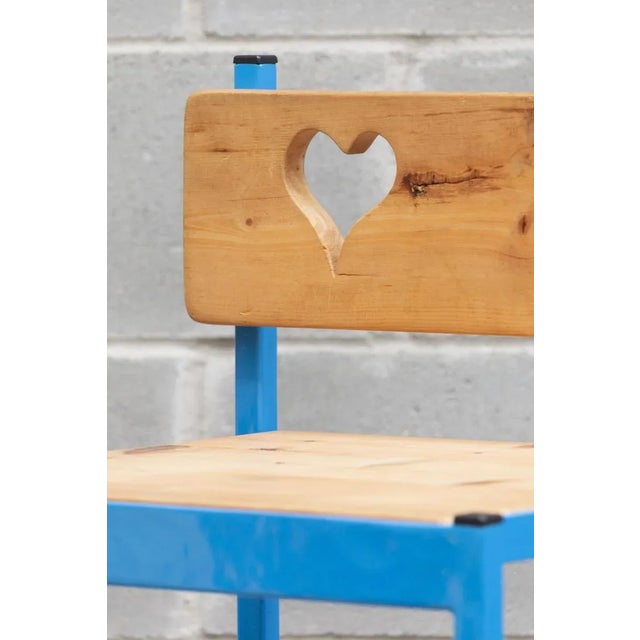 Beautiful handcrafted stools, in wood and metal. Two with a heart engraved on the back, one with the spade symbol In...