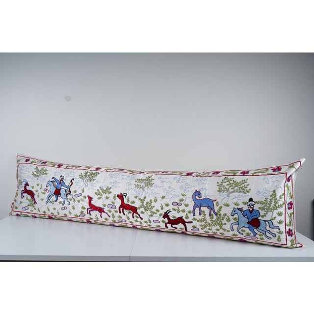 Mid-Century Modern Tashkent Suzani Pillow Case 20"x73'' For Sale - Image 3 of 6