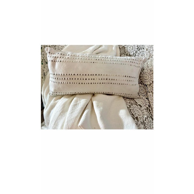 Vintage Ralph Lauren Throw Pillow Cover Stitch Stripes Off White For Sale - Image 9 of 12