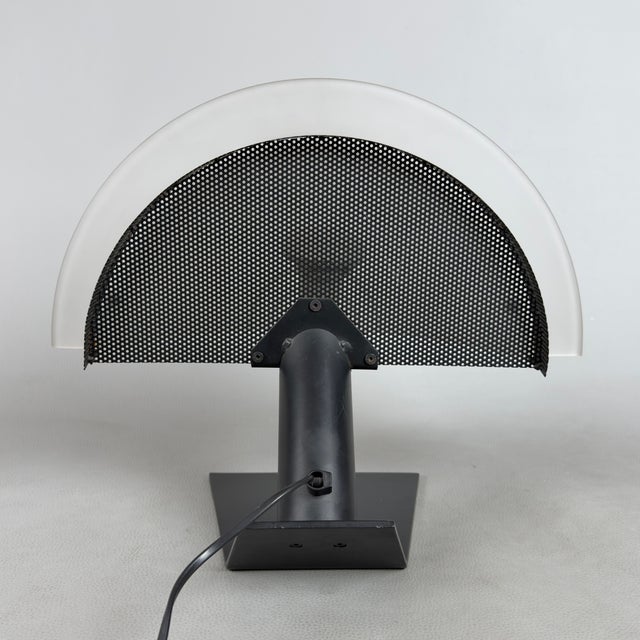 Modernist Opal Glass Half-Moon Metal Table Lamp, 1980s For Sale - Image 6 of 13