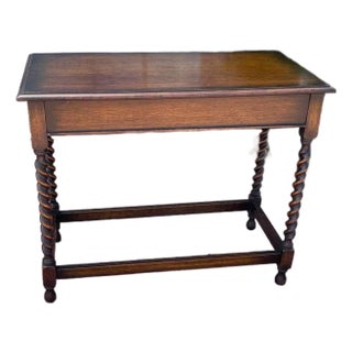 Late 19th Century Antique Oak Console/Side Table With Barley Twist Legs For Sale