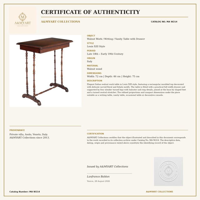 Small Antique Vanity Desk in Walnut, 1890 For Sale - Image 10 of 12