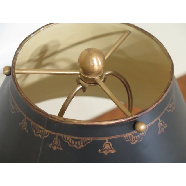 Traditional Leather Book Spine Lamp With Toleware Shade For Sale - Image 3 of 8