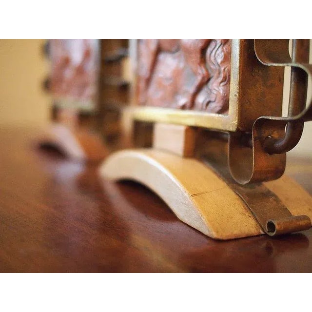 Wood Early 20th Century French Art Deco Tile Mounted Lamps - a Pair For Sale - Image 7 of 11