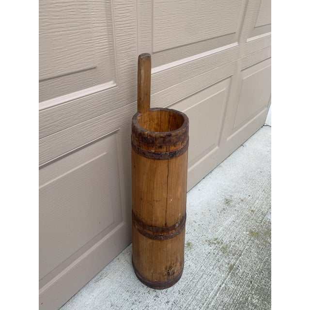 Late 19th Century Antique 19th Century Wood and Iron Tall Bucket Umbrella Stand For Sale - Image 5 of 12