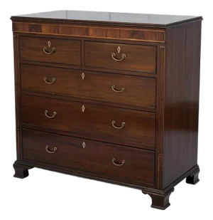 19th Century English William IV Flame Mahogany and Satinwood Scottish Chest