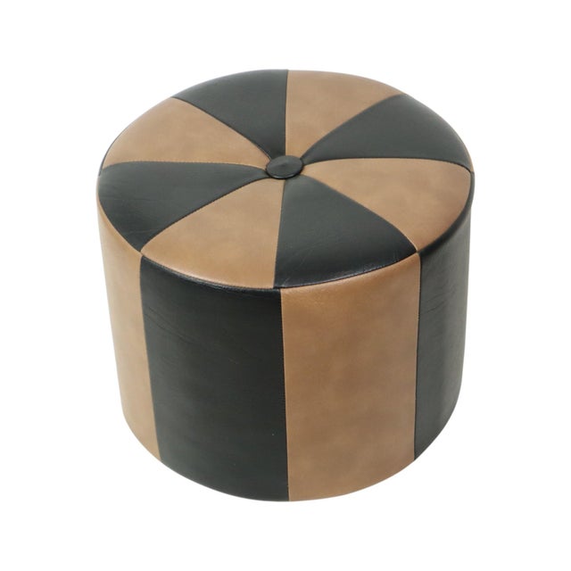 1960s Vintage Brown 2-Tone Skai Ottoman, 1960s For Sale - Image 5 of 12