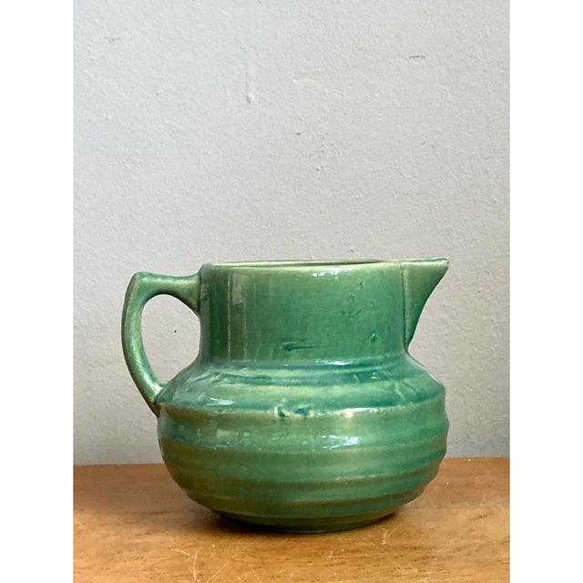 Vintage Green Glazed Ceramic Pitcher For Sale - Image 10 of 12