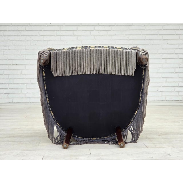 Danish Lounge Chair in Blue/Beige Furniture Velour & Beech Wood Legs, 1960s For Sale - Image 16 of 18