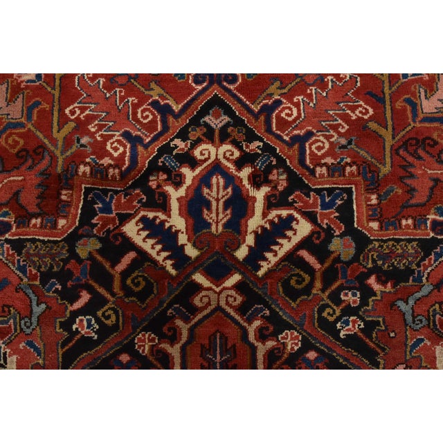 Heriz Rug 8’7” X 12’5” Red Wool Vintage Traditional Hand-Knotted Carpet For Sale - Image 10 of 15