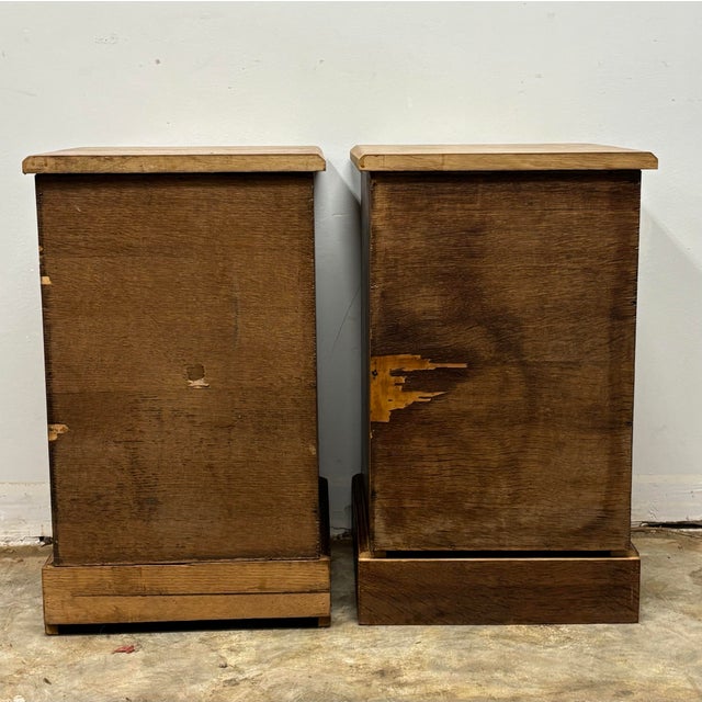 Brown Antique English Oak Nightstands - A Pair For Sale - Image 8 of 10