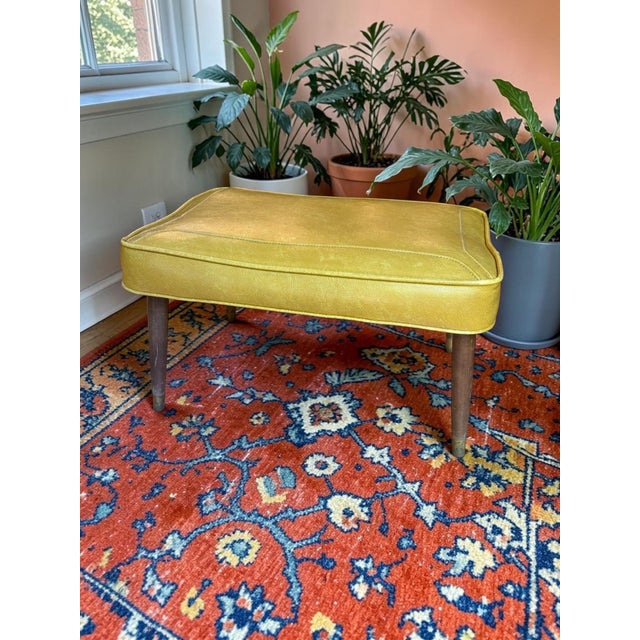 Mid-Century Modern Vintage Mid-Century Modern Babcock-Phillips Vinyl Ottoman Footstool – Dated 1962 For Sale - Image 3 of 10