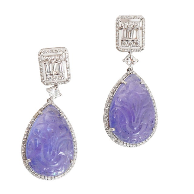 Natural tanzanite diamond earring in 18k gold For Sale - Image 13 of 18