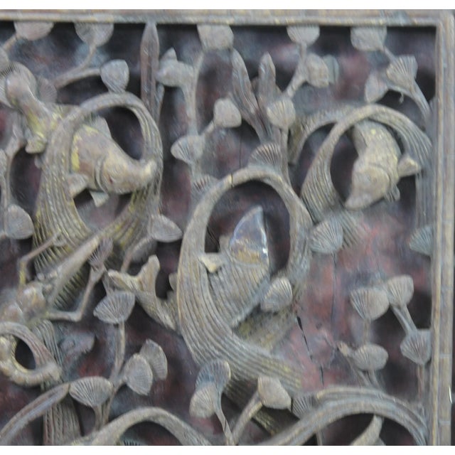 1922 Hand Carved Chinese Wall Hanging Panels - a Pair For Sale - Image 4 of 10