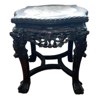 Late 19th Century Chinese Rosewood Carved Plant Stand or Side Table For Sale