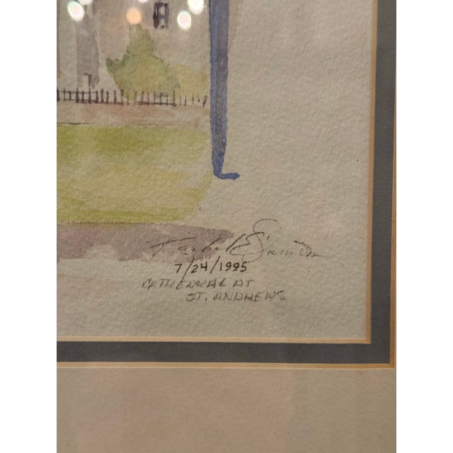 Wood 1995 Watercolor of Cathedral Ruins at St. Andrews - Framed, Signed Original Artwork For Sale - Image 7 of 11