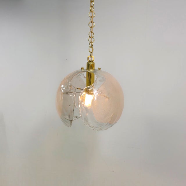 Brutalist Murano Glass Light with Brass Frame from Kaiser Leuchten, 1970s, in Good conditions. Designed 1970 to 1979 I...