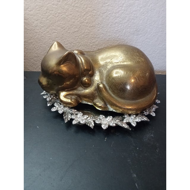 1970s Dolbi Cashier's Brass Sleeping Cat Figurine Made in Korea For Sale In Dallas - Image 6 of 7