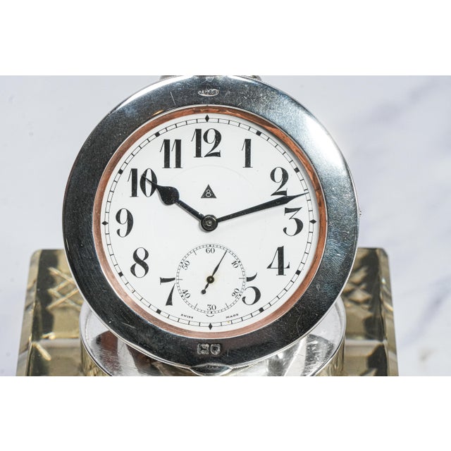 English Impressive Large English Antique Crystal Sterling Silver Paperweight Desk Inkwell Goliath Clock For Sale - Image 3 of 18