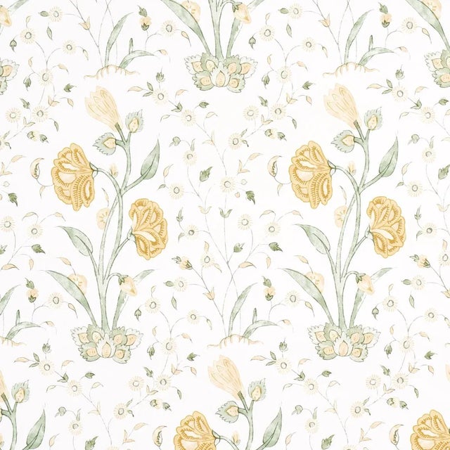 Schumacher Khilana Floral Wallpaper In Marigold For Sale