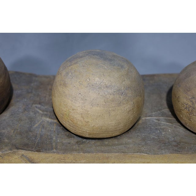 Brown Mid 20th Century Large Ceramic Sculpture of Four Round Heads on Singular Base For Sale - Image 8 of 15