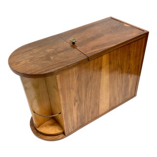 Vintage 1930s Art Deco Bar Cart in Walnut & Brass For Sale