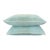 Aqua Pair of Indoor/Outdoor Aqua Lumbar Pillows With White Contrast Welt For Sale - Image 8 of 8