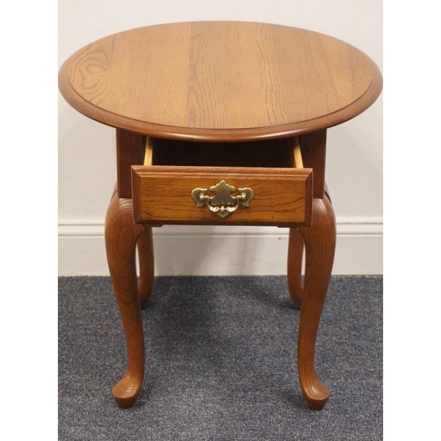 Late 20th Century Kincaid Furniture Solid Oak Rustic Country Style 23" Oval Accent End Table For Sale - Image 5 of 12