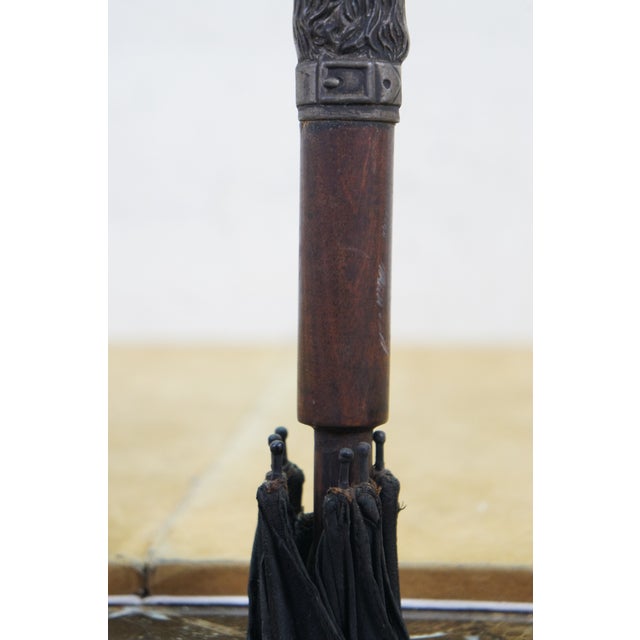 Antique Silverplate Greyhound Dog Head Black Umbrella Oak Walking Stick Cane 38" For Sale - Image 4 of 18