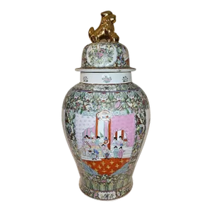 Large Early 20th Century 36" Tall Asian Lidded Baluster Urn or Floor Vase
