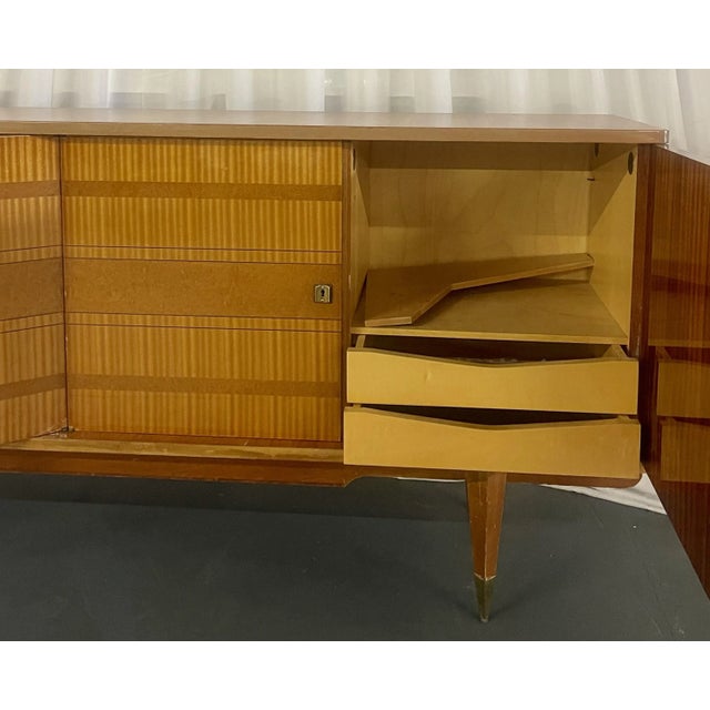 Brown Mid-Century Modern French Sideboard, Buffet, Console, Cabinet, Mahogany For Sale - Image 8 of 13