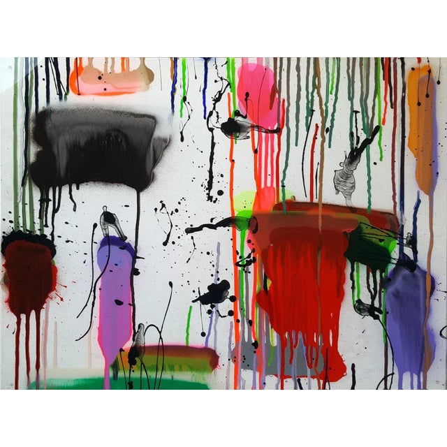 Polymer and spray paint on polycarbonate on canvas supported by polycarbonate & canvas key frame Unique & hand signed work...