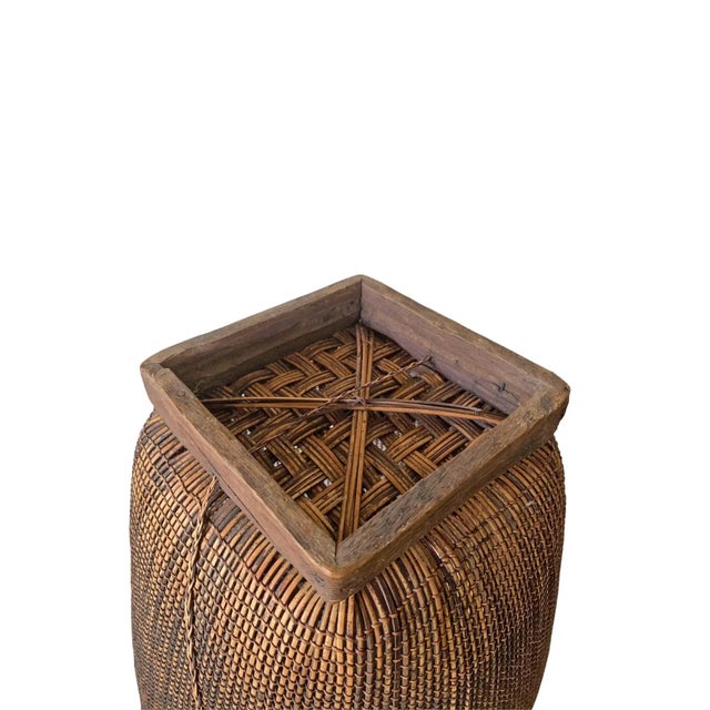 Bamboo & Rattan Basket From Dayak Tribe, Hand-Crafted Borneo, Indonesia, C. 1950 For Sale - Image 10 of 10