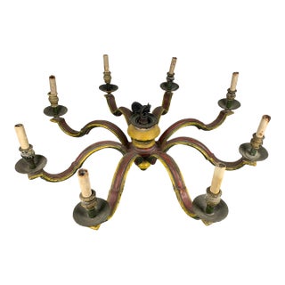 Antique Italian Painted Brass Chandelier For Sale