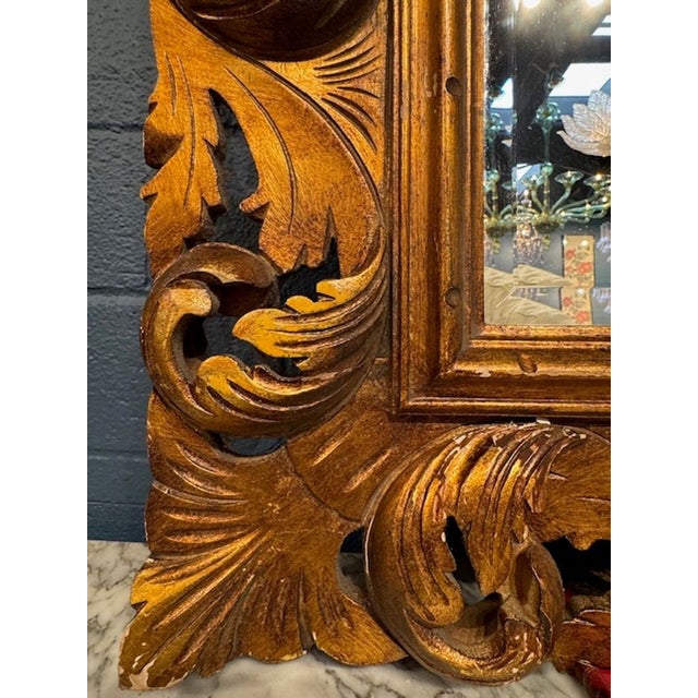 Pair of Italian Florentine Giltwood Mirrors For Sale - Image 4 of 5