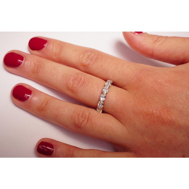 2010s 2.40 Carat Oval Diamond East-West Style Eternity Wedding Band in Platinum, Size 5.5 For Sale - Image 5 of 5