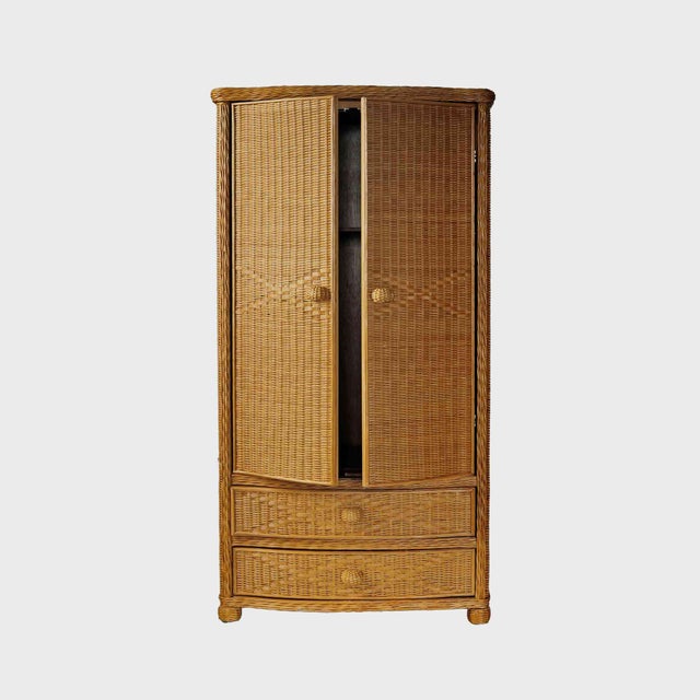Tan Wicker Armoire - Vintage 'Pier 1' For Sale - Image 8 of 8