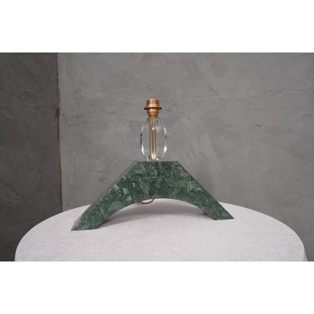 Mid-Century Modern Indian Green Marble and Murano Glass Table Lamp, 2000s For Sale - Image 3 of 11