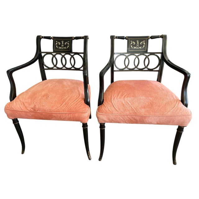 Black 1960s Italian Regency Chairs Style Chairs - A Pair For Sale - Image 8 of 11