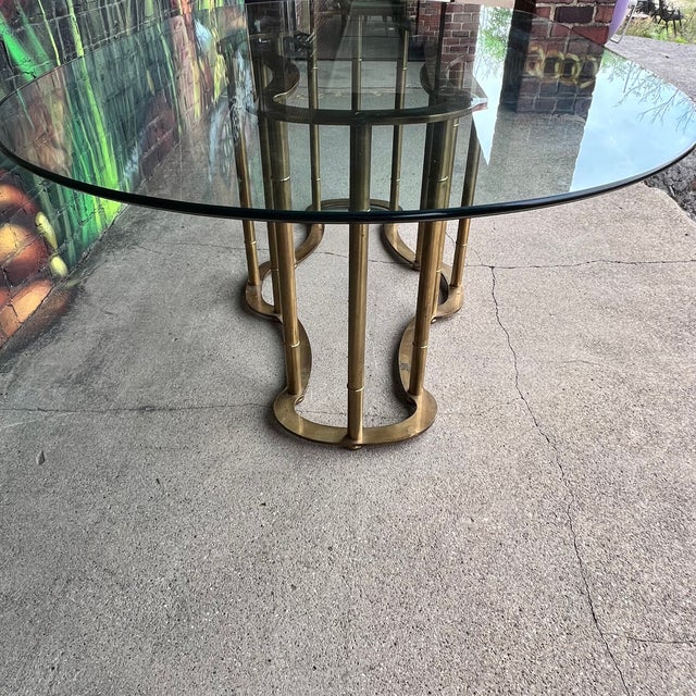 Mastercraft Mastercraft Brass & Glass Dining Table – Racetrack Form For Sale - Image 4 of 12