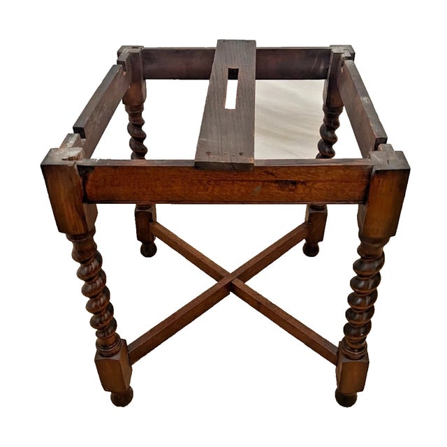Jacobean Antique Expanding Pub Kitchen Table Barley Twist Legs Rare Petite Size Solid Oak For Sale - Image 3 of 13