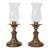 Pair of 19th Century Continental Brass Hurricane Candlesticks For Sale