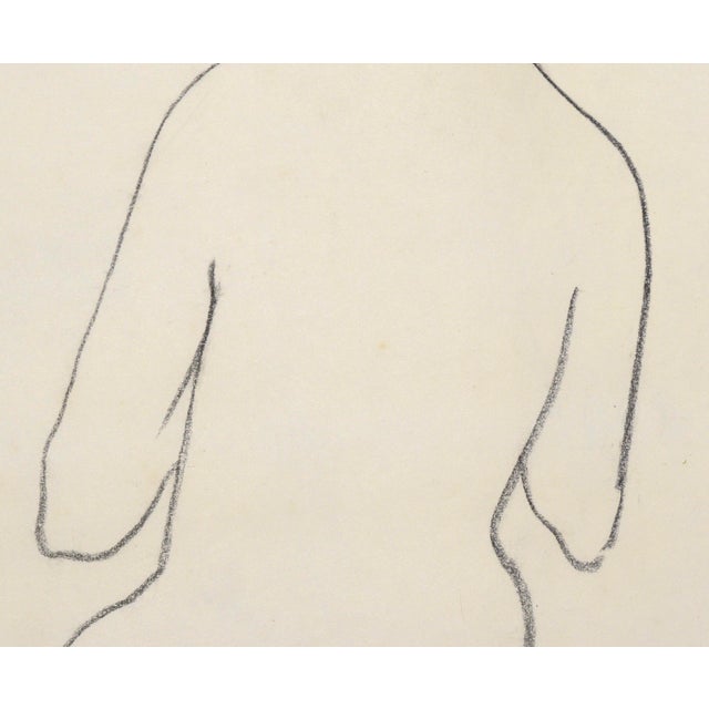Mid Century Figurative Charcoal Line Drawing, "Girl Walking Away" by Mariellen Ehlers For Sale - Image 4 of 8