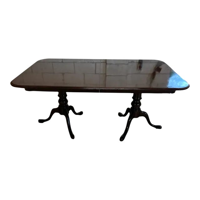 Ethan Allen Vintage Solid Cherry Dining Table With 2 Leaves. For Sale