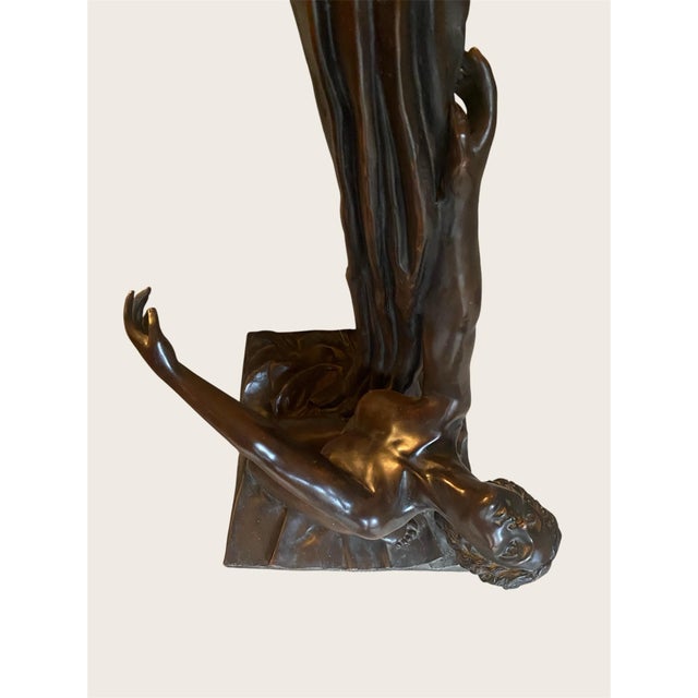 1900s Art Nouveau Bronze Floor Lamp, After Gustave Gurschner For Sale - Image 11 of 12